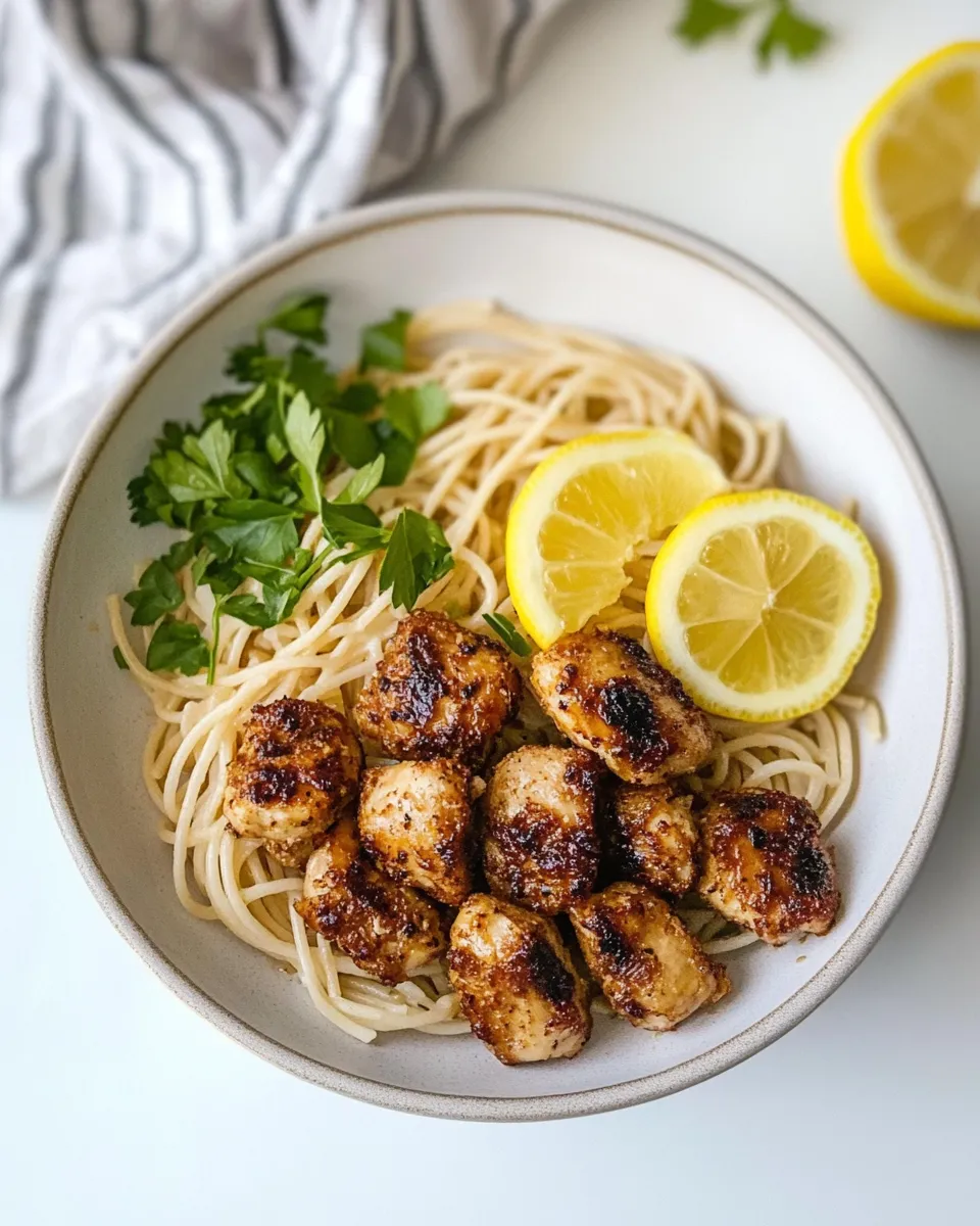 Delicious Crispy Lemon Chicken Bites & Spaghetti. image
