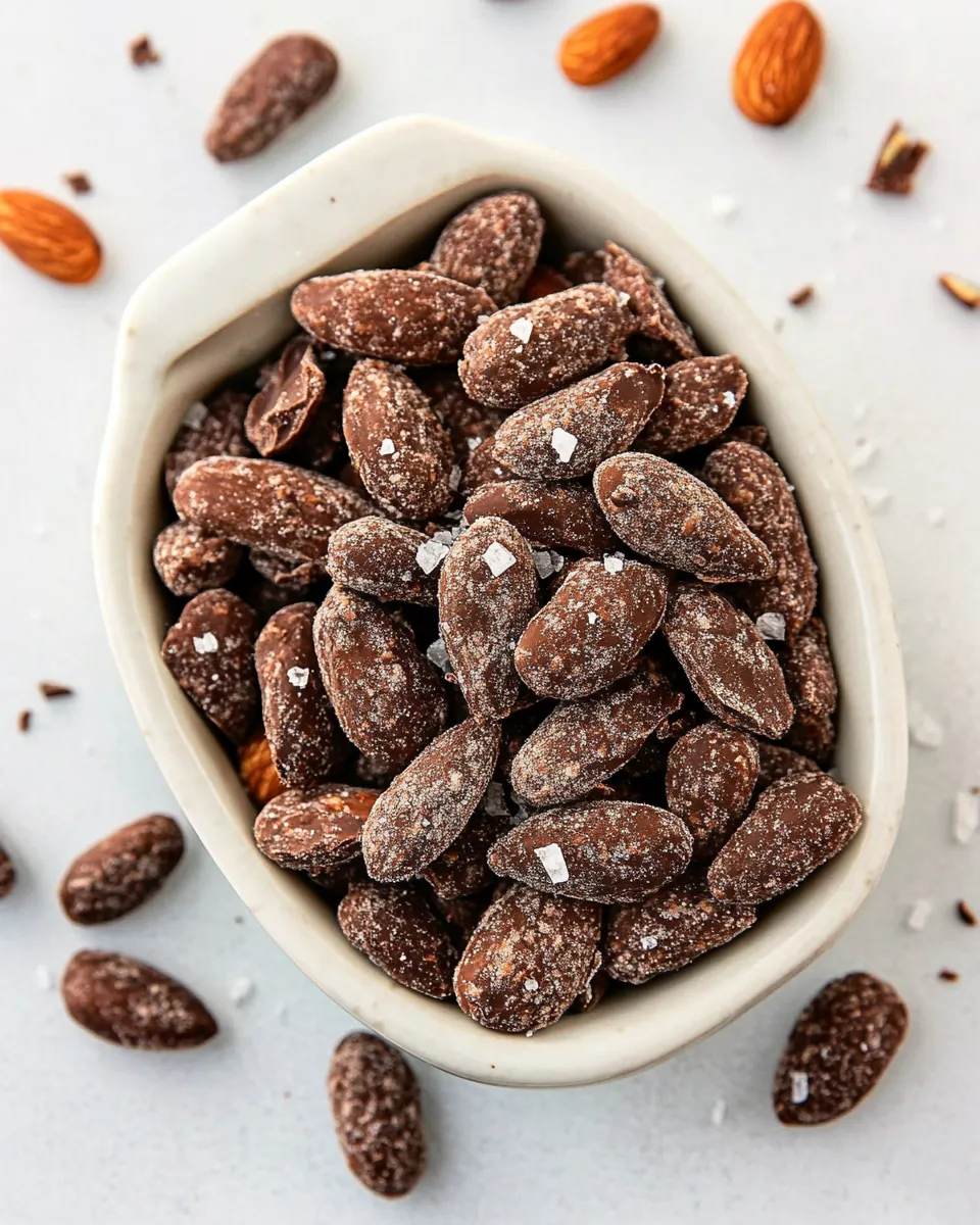 Delicious Dark Chocolate Almonds with Sea Salt and Turbinado Sugar (Trader Joes Copycat!) shot