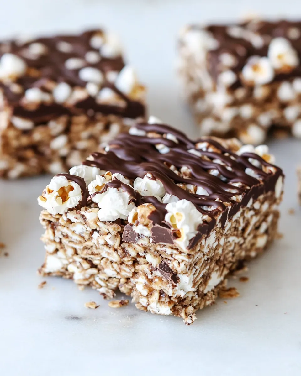 Easy Dark Chocolate Cappuccino Popcorn Granola Bars shot