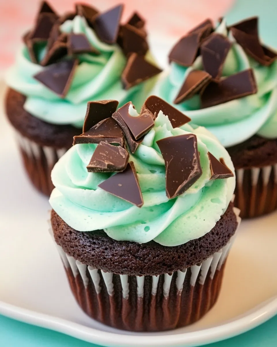 Homemade Dark Chocolate Creme de Menthe Cupcakes photo