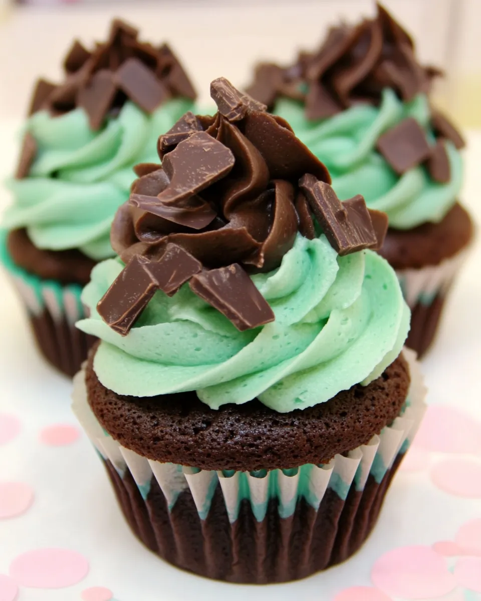 Delicious Dark Chocolate Creme de Menthe Cupcakes image