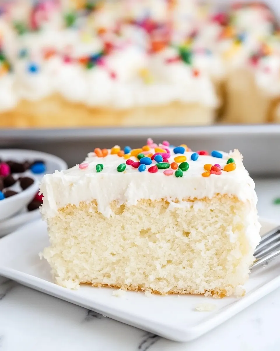 Classic Doctored Cake Mix White Sheet Cake recipe photo