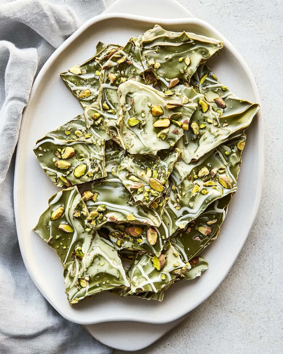 Perfect Double Chocolate Matcha Bark with Toasted Pistachios shot