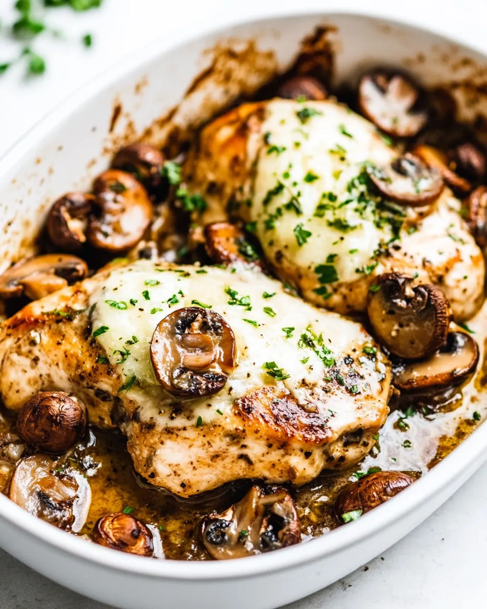 Quick Easy Baked Mushroom Chicken shot