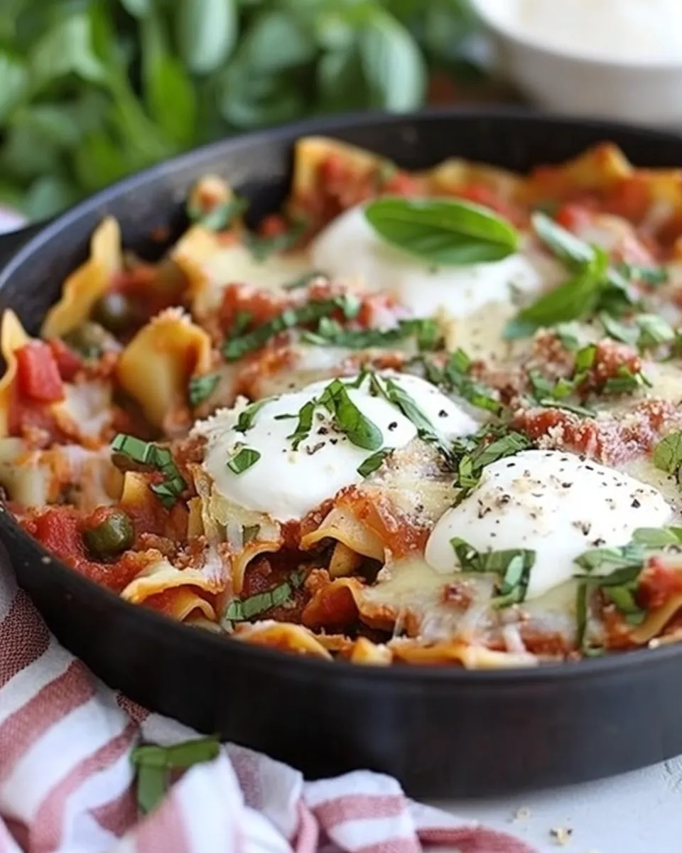 Homemade Easy Cheesy Veggie Skillet Lasagna Recipe photo
