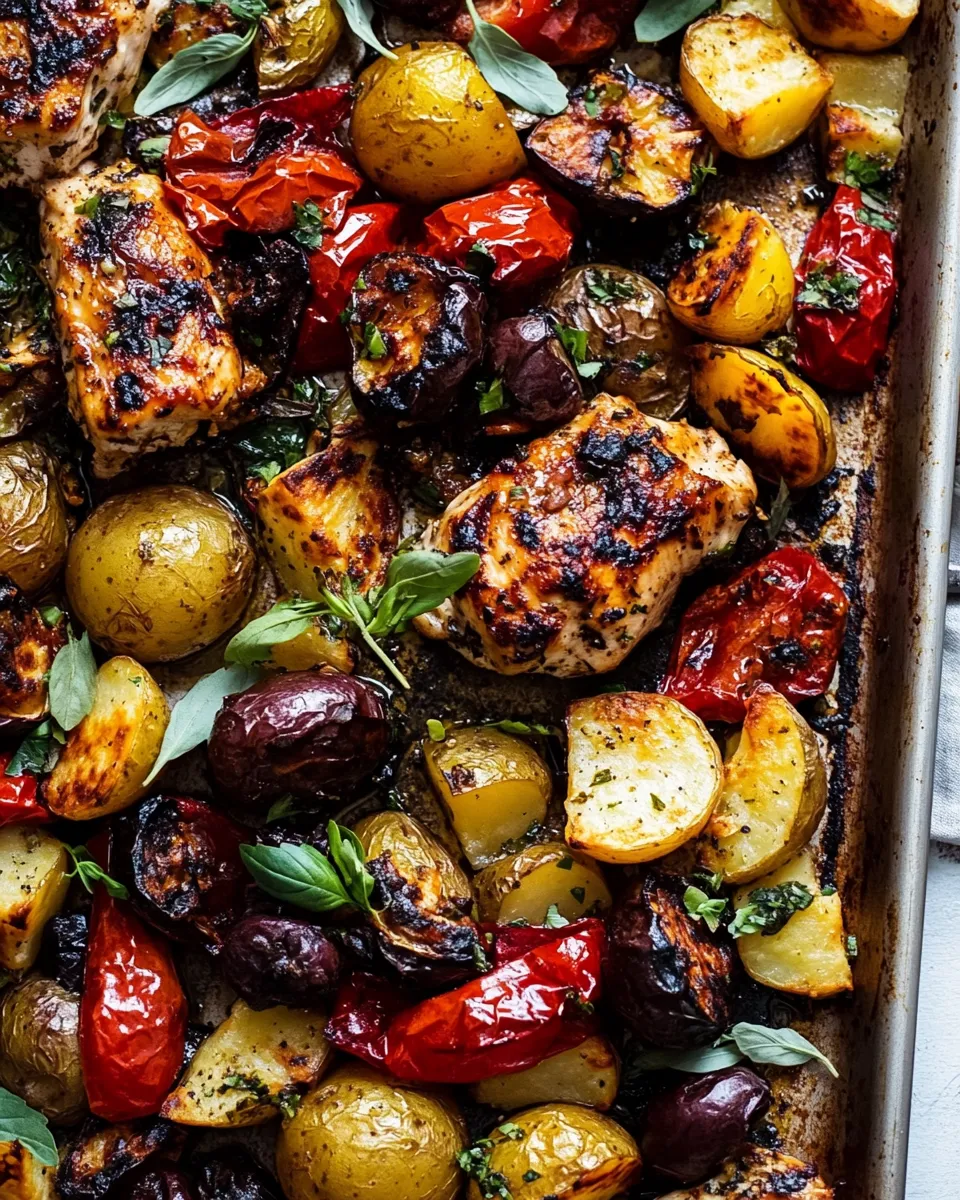 Delicious Easy Greek Sheet Pan Chicken Souvlaki and Potatoes. image