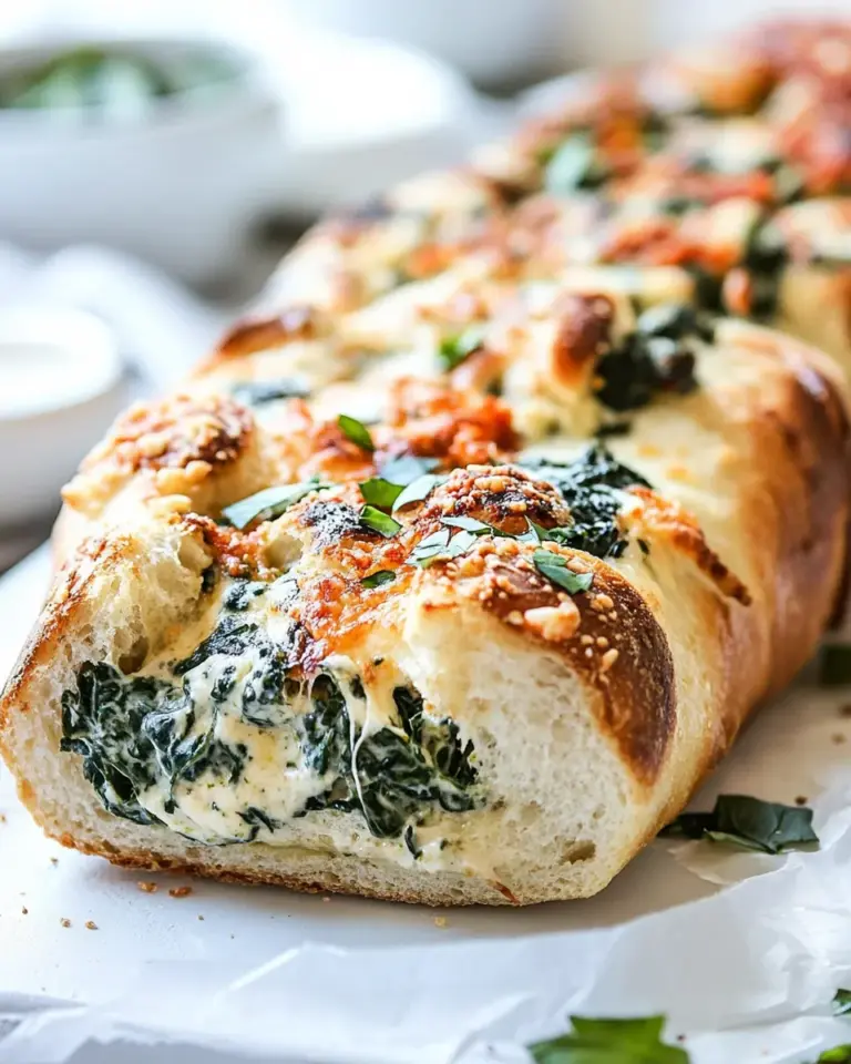 Homemade Easy Spinach Dip Stuffed French Bread photo