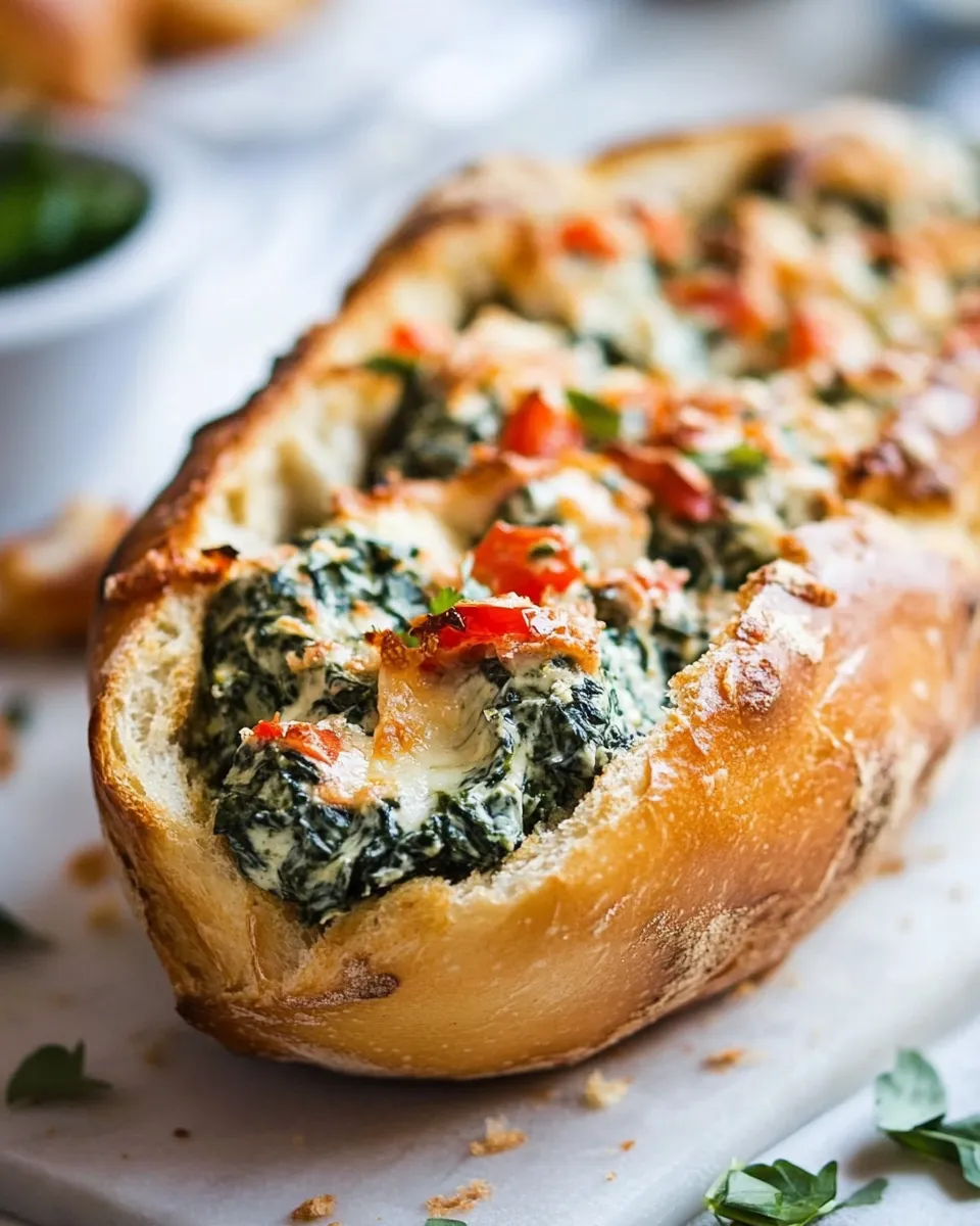 Classic Easy Spinach Dip Stuffed French Bread image