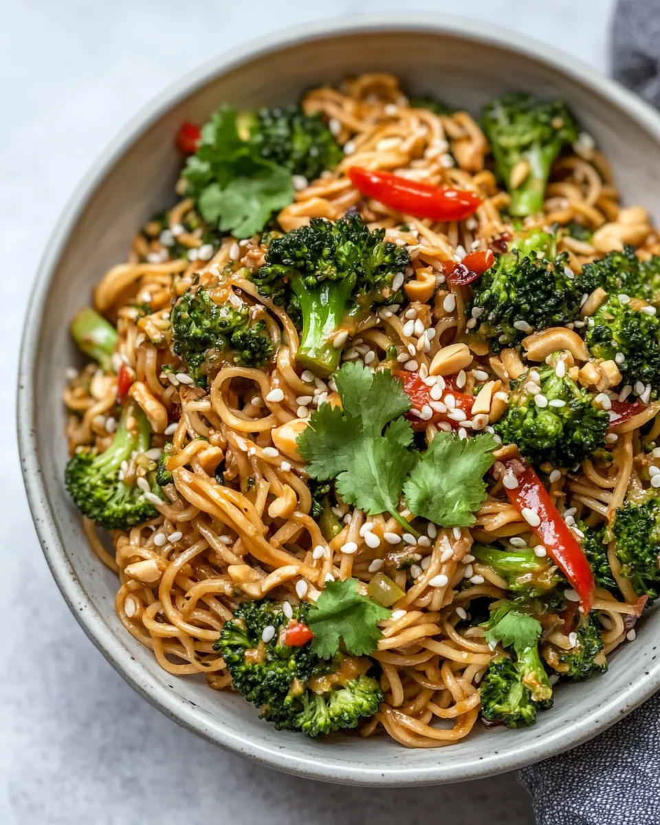 Healthy Easy Weeknight Peanut Noodles with Roasted Broccoli. recipe photo