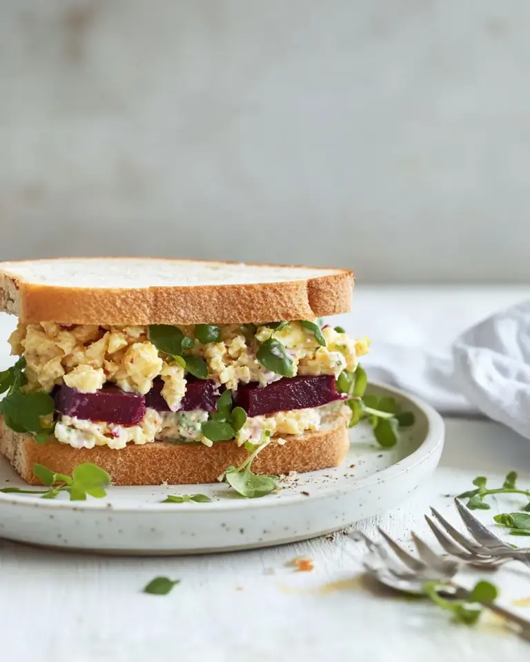 Homemade Egg Salad Sandwiches with Roasted Beet photo