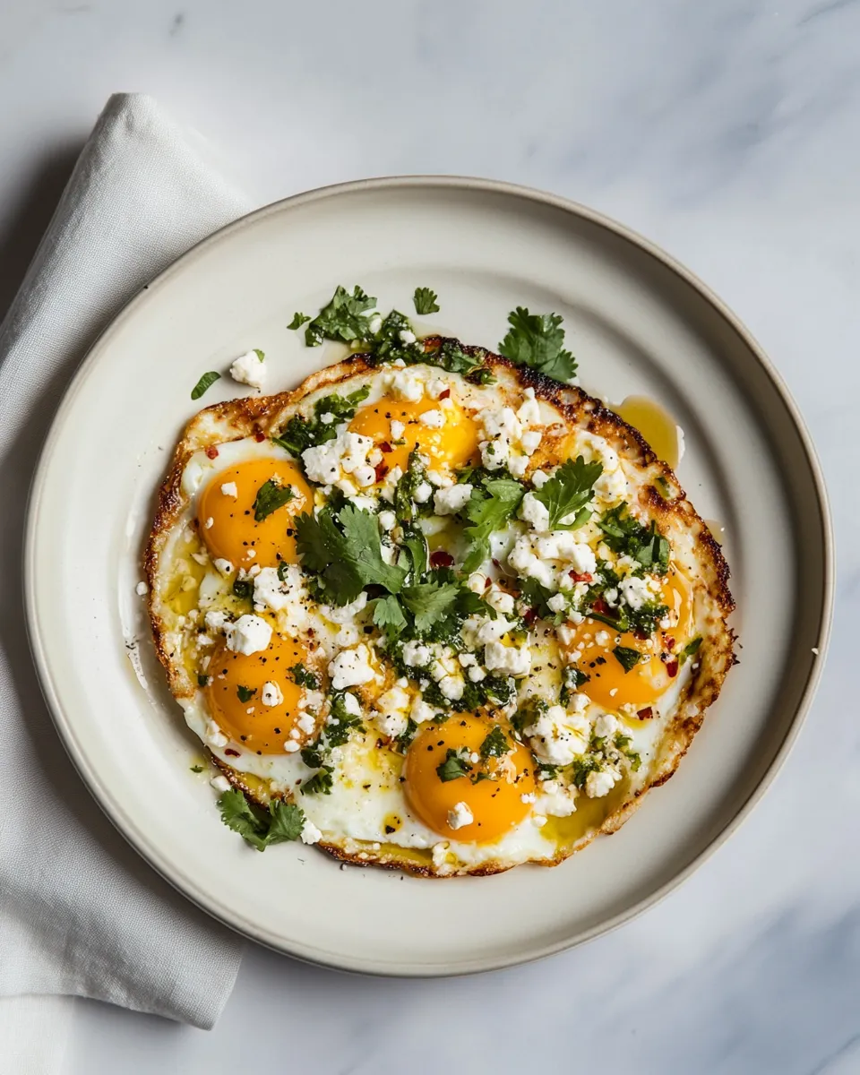 Delicious Eggs fried in feta and chilli crisp oil (viral recipe) shot