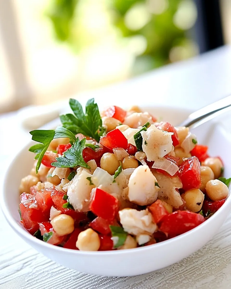 Fresh Ensalada de Bacalao (Chickpea and Bacalao Salad) dish photo