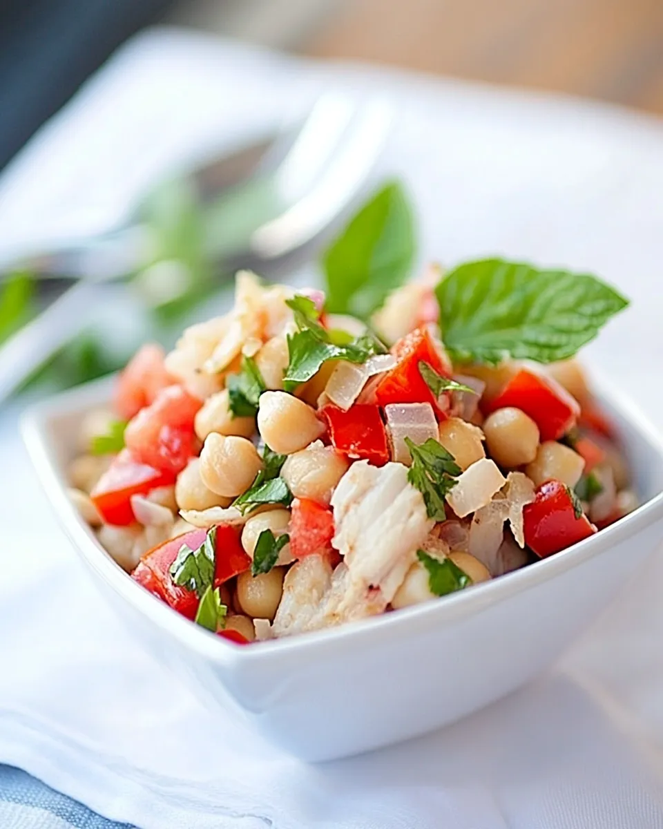 Classic Ensalada de Bacalao (Chickpea and Bacalao Salad) food shot