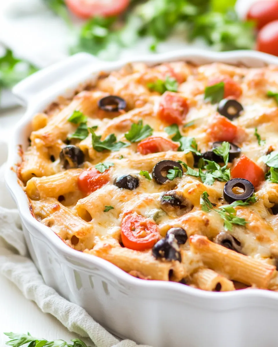 Healthy Fiesta Ranch Chicken Pasta Casserole shot
