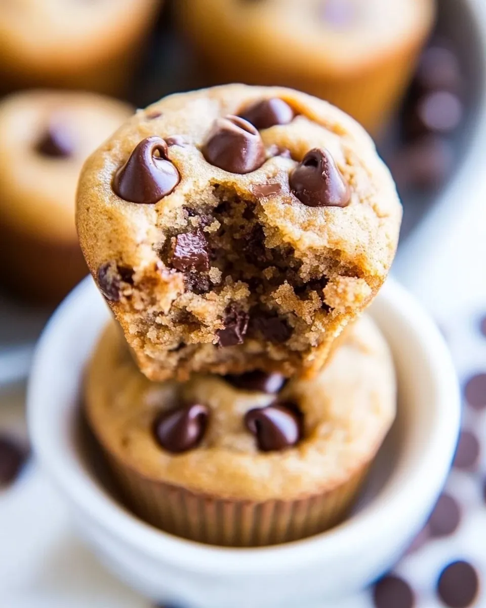 Easy Flourless Peanut Butter Chocolate Chip Mini Blender Muffins photo
