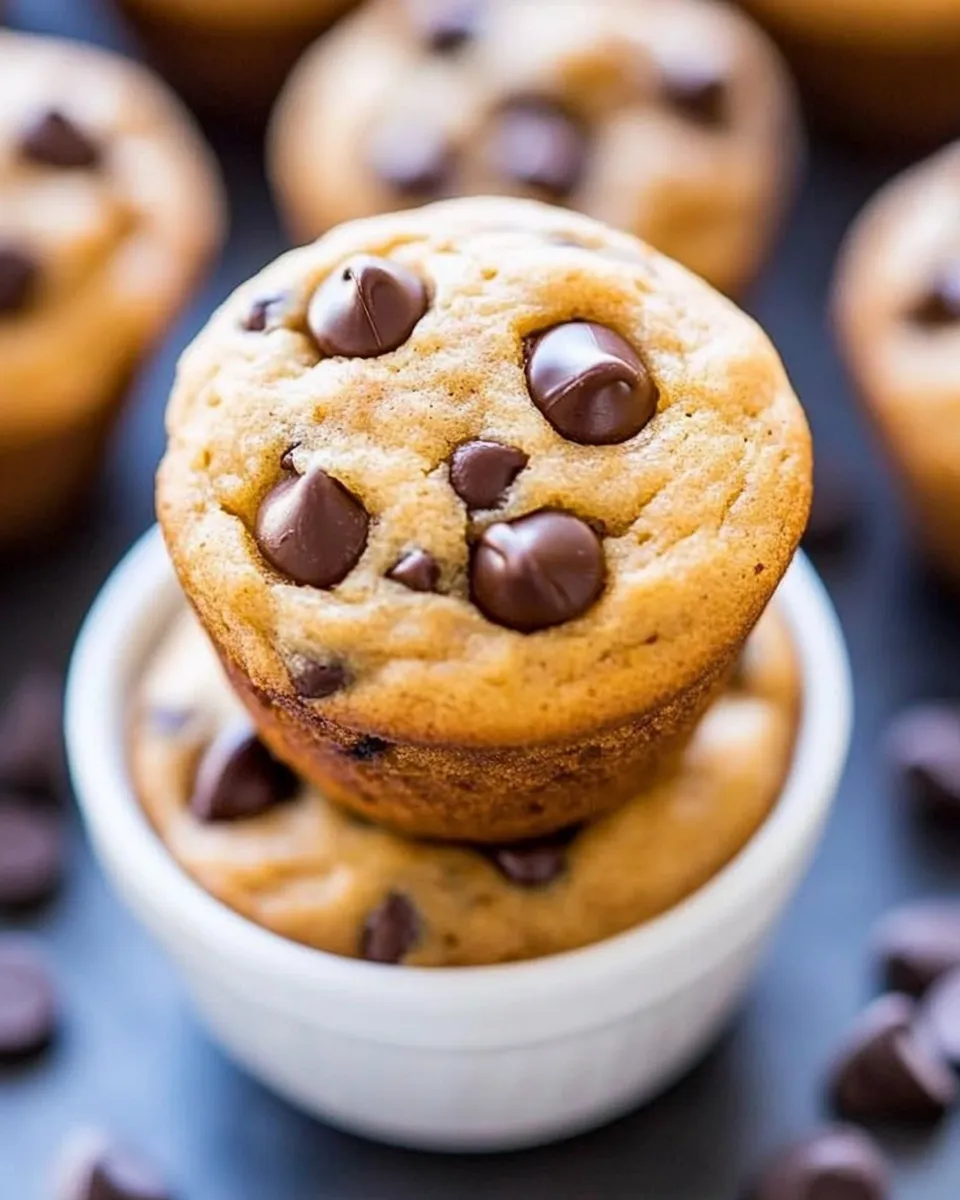 Delicious Flourless Peanut Butter Chocolate Chip Mini Blender Muffins image