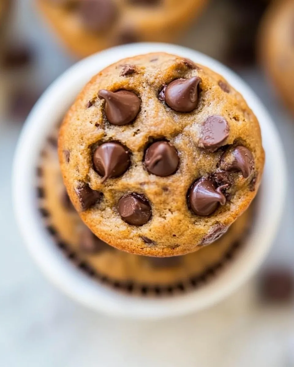 Healthy Flourless Peanut Butter Chocolate Chip Mini Blender Muffins shot