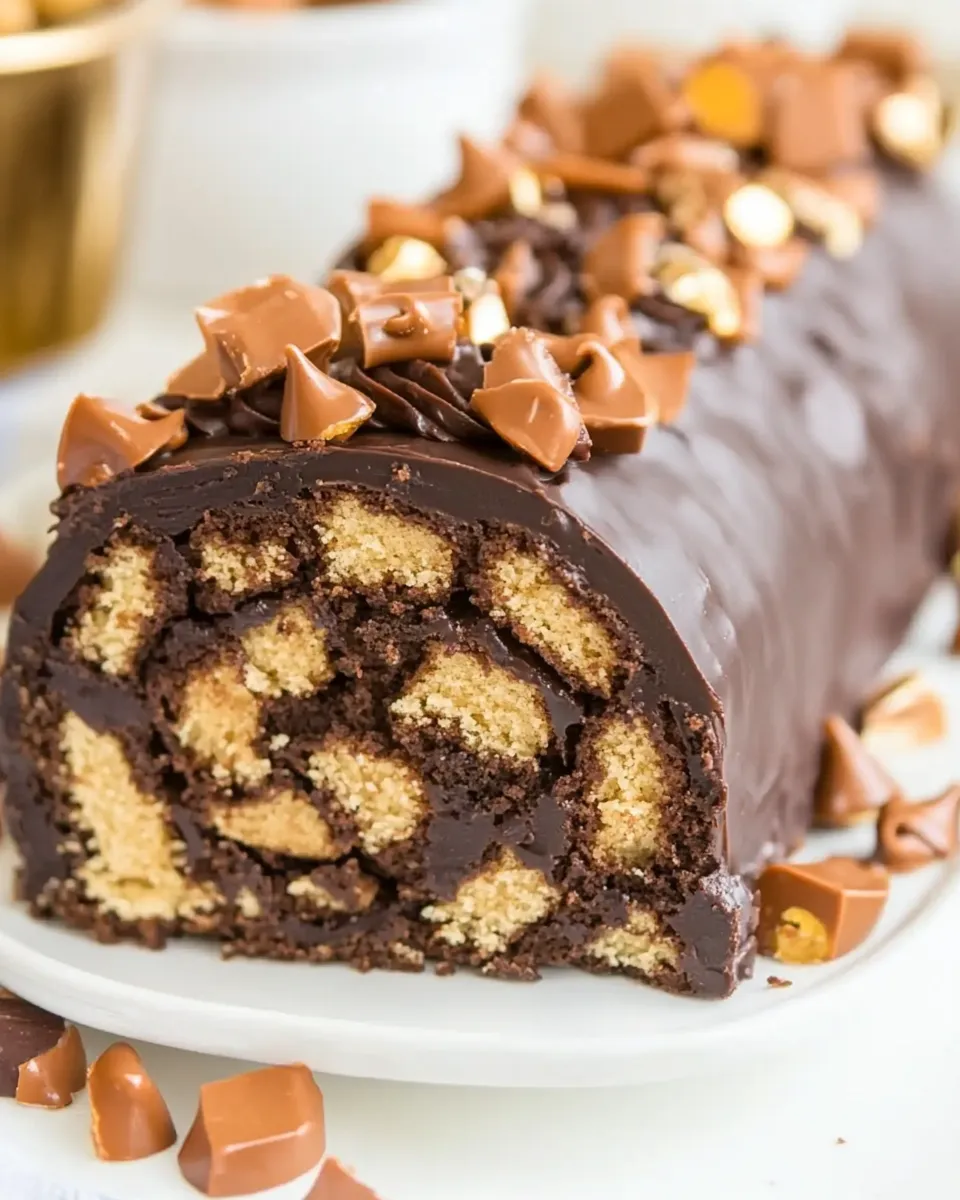 Easy Flourless Reeses Chocolate Cake Roll recipe photo