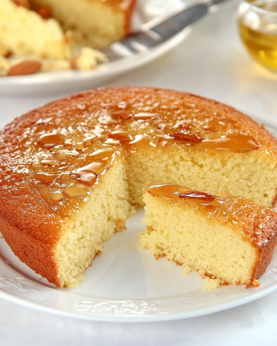 Delicious French Almond Cake with Green Tea Honey Glaze shot