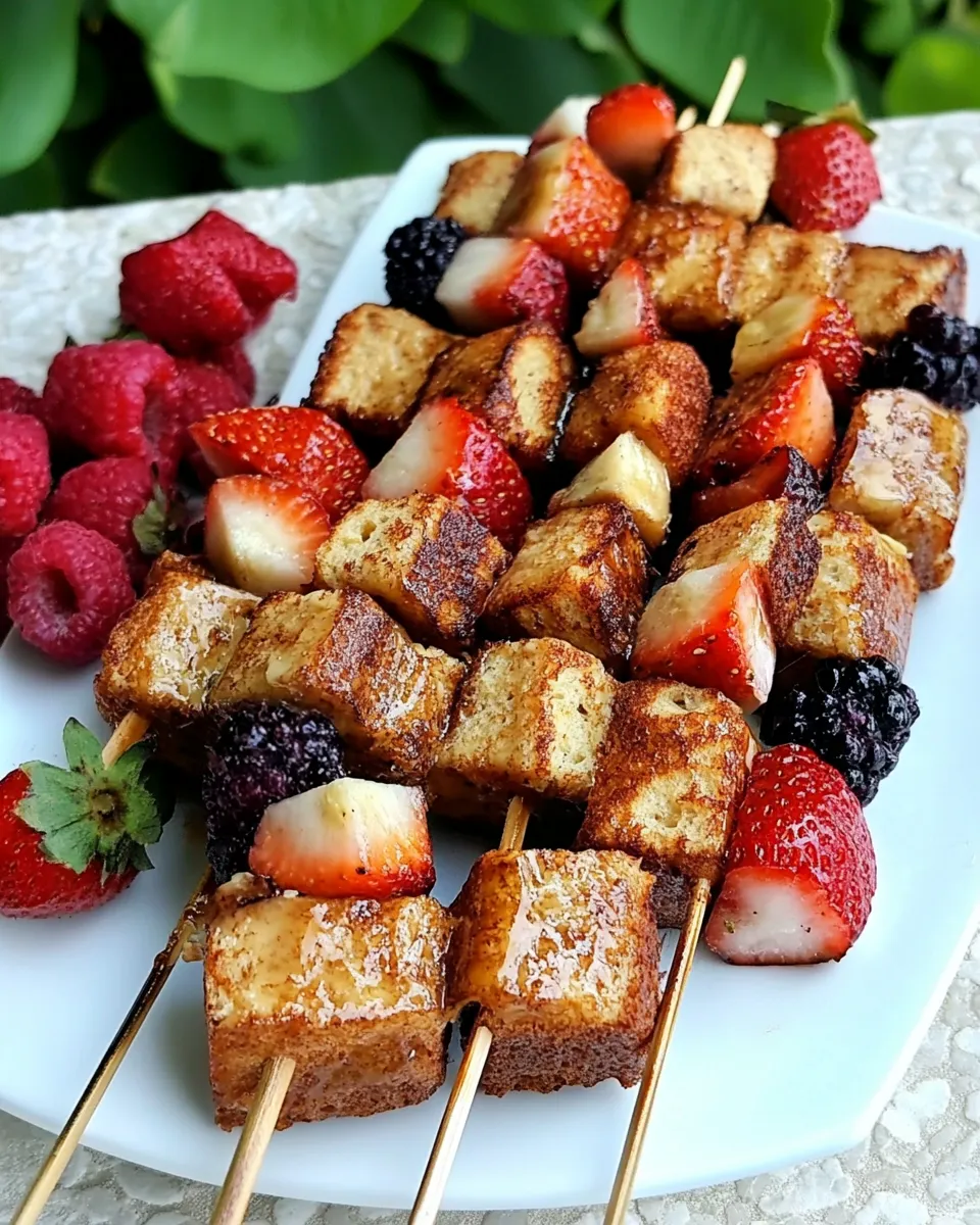 Delicious French Toast & Fruit Kabobs made with Leftover Banana Bread image