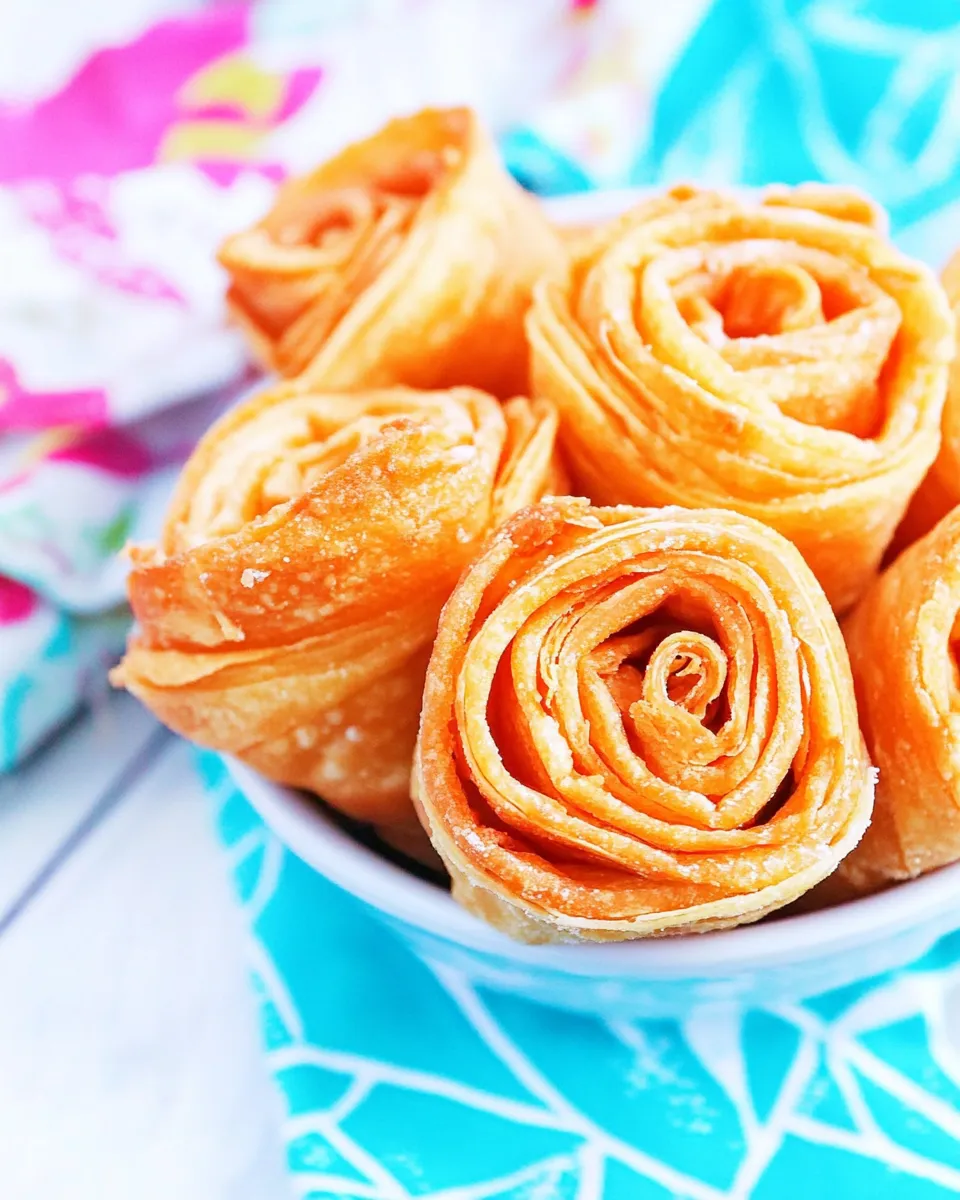 Delicious Fried Dough Roses Recipe Carnival Roses dish photo