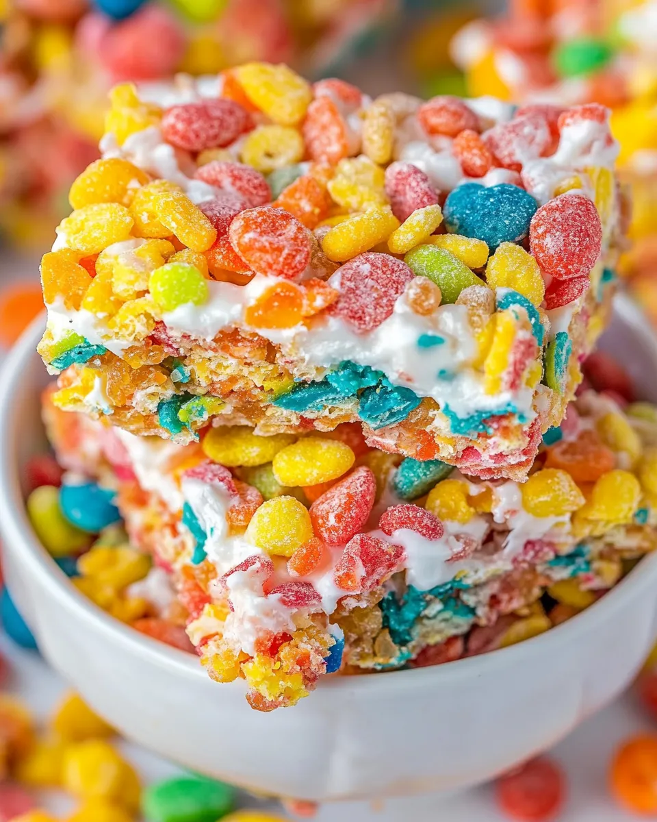 Delicious Fruity Pebble Rice Crispy Treats shot