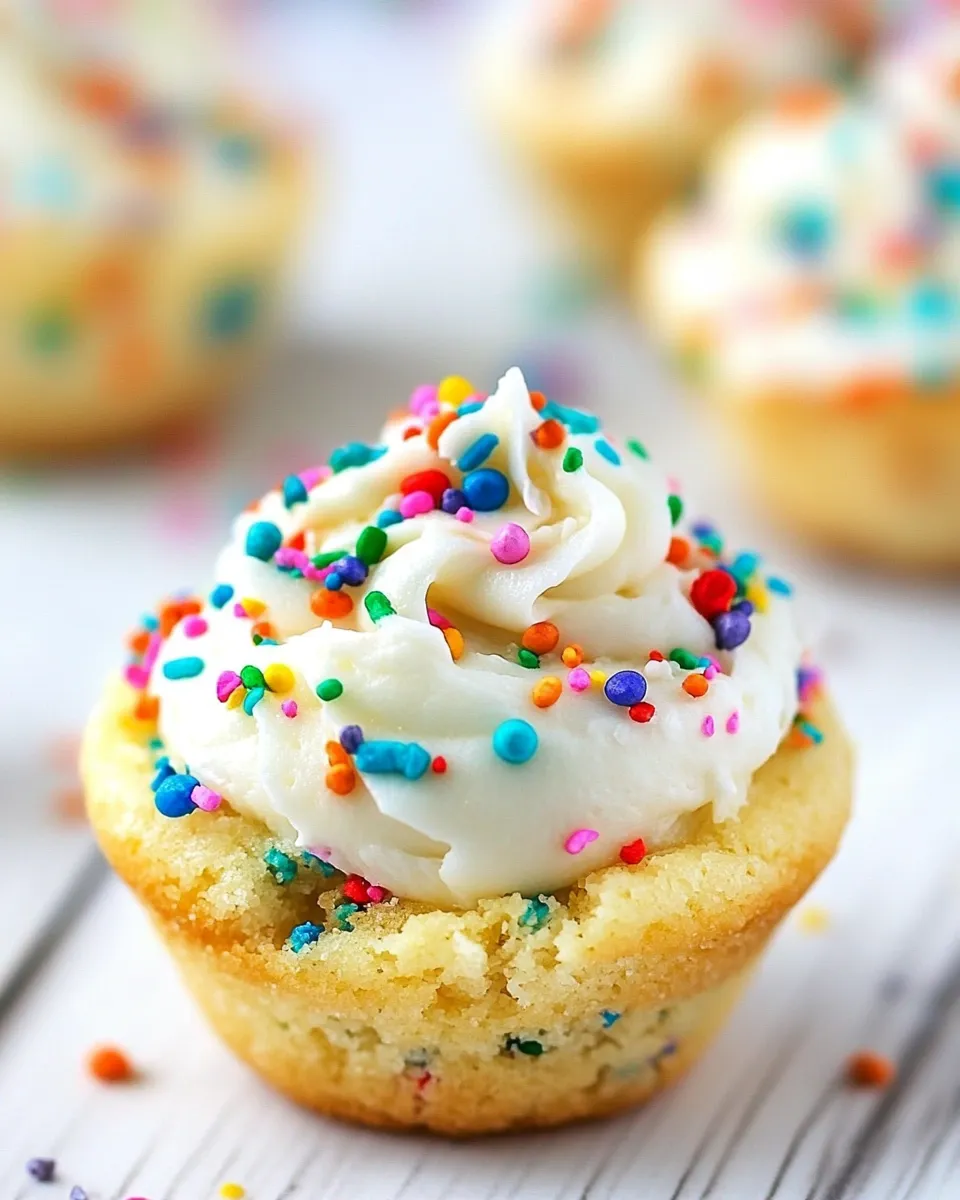Easy Funfetti Sugar Cookie Cups with Vanilla Frosting food shot