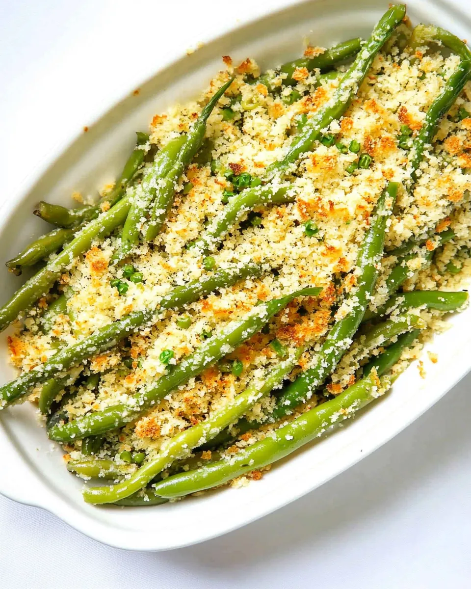 Homemade GREEN BEANS WITH PARMESAN BREAD CRUMBS photo