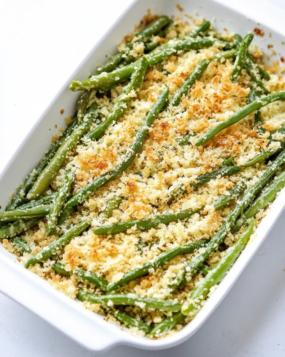 Delicious GREEN BEANS WITH PARMESAN BREAD CRUMBS shot