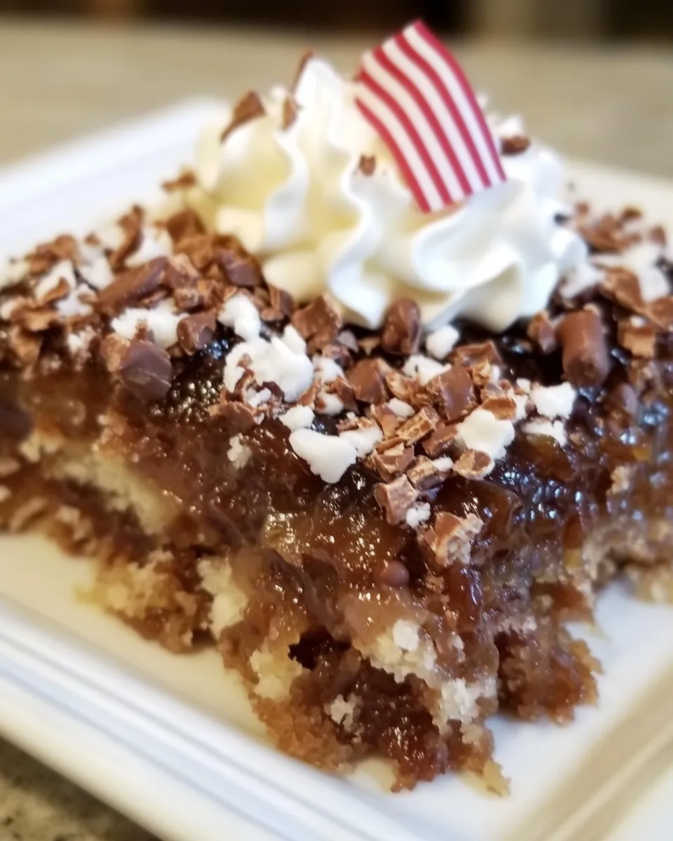 Delicious German Chocolate Upside-Down Cake shot