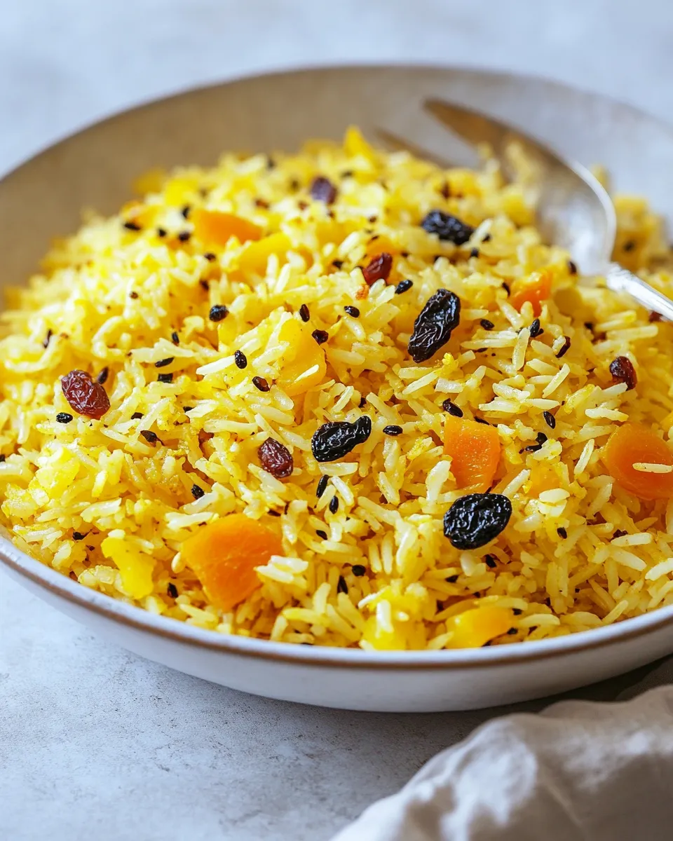 Classic Golden Rice Pilaf with Dried Fruit and Almonds image
