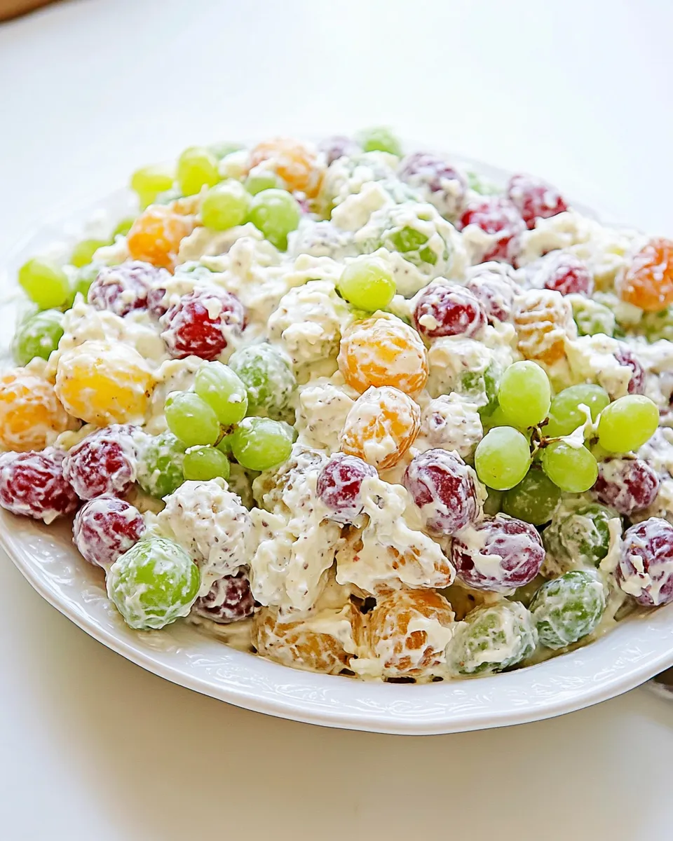 Homemade Grape Salad with Cream Cheese Dressing: Creamy Southern Fruit Dessert photo