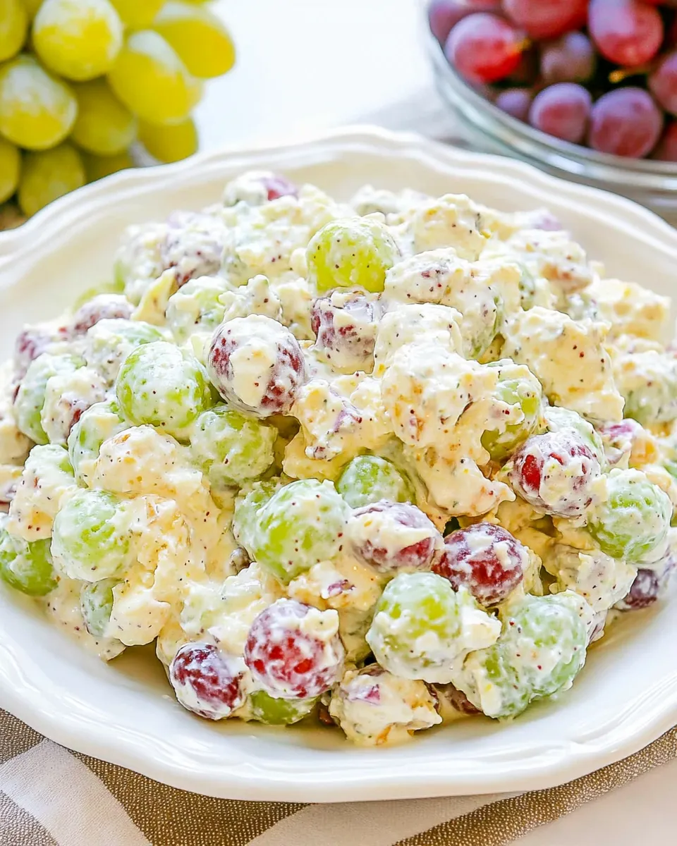 Delicious Grape Salad with Cream Cheese Dressing: Creamy Southern Fruit Dessert shot
