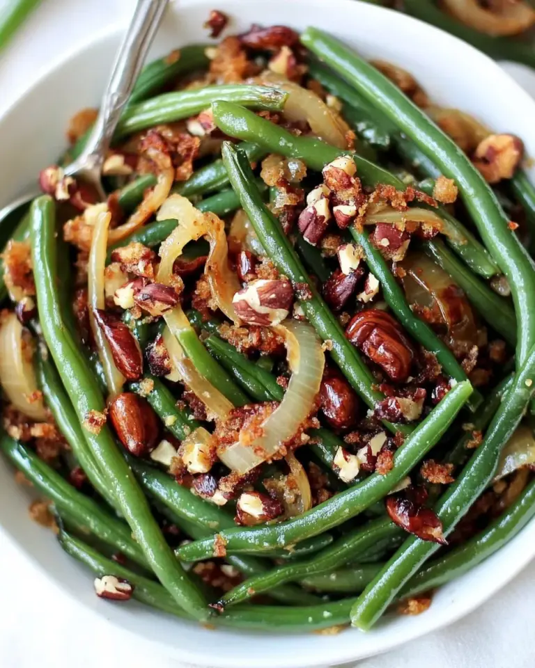 Homemade Green Beans with Brown Butter, Crispy Shallots, and Hazelnuts photo