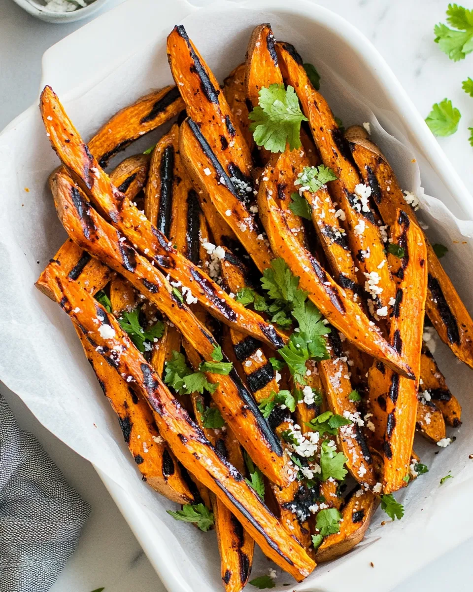 Delicious Grilled Sweet Potato Fries shot