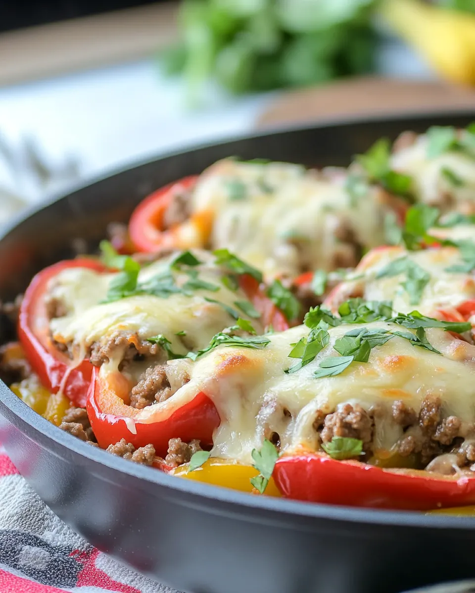 Delicious Ground Beef Stuffed Pepper Skillet image