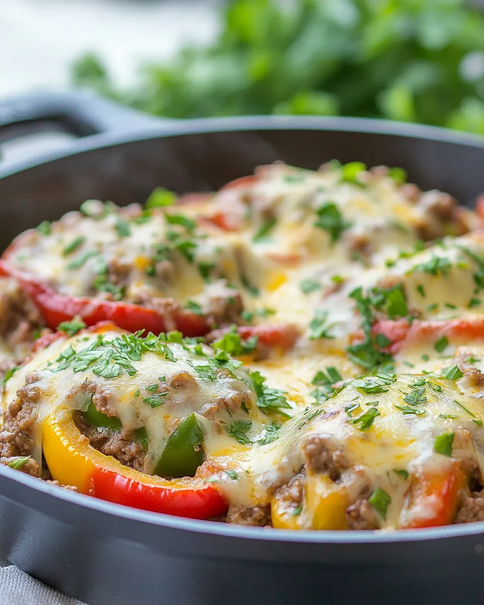 Healthy Ground Beef Stuffed Pepper Skillet recipe photo