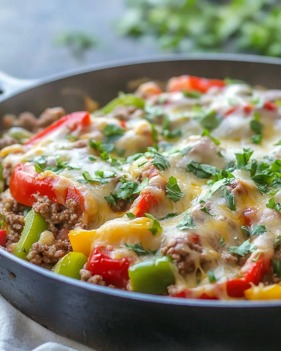 Classic Ground Beef Stuffed Pepper Skillet shot