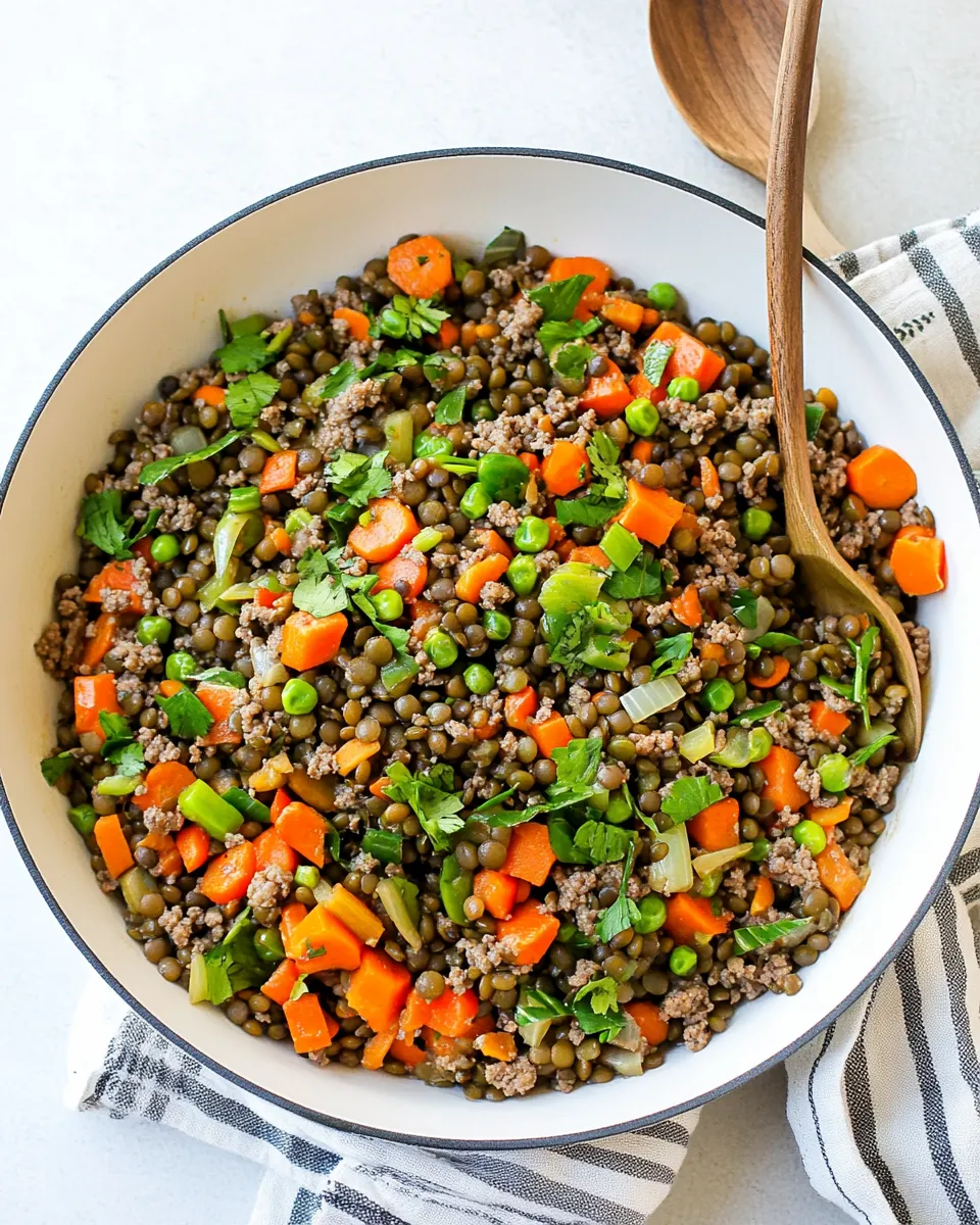 Delicious Ground Beef and Lentil Skillet with Vegetables image