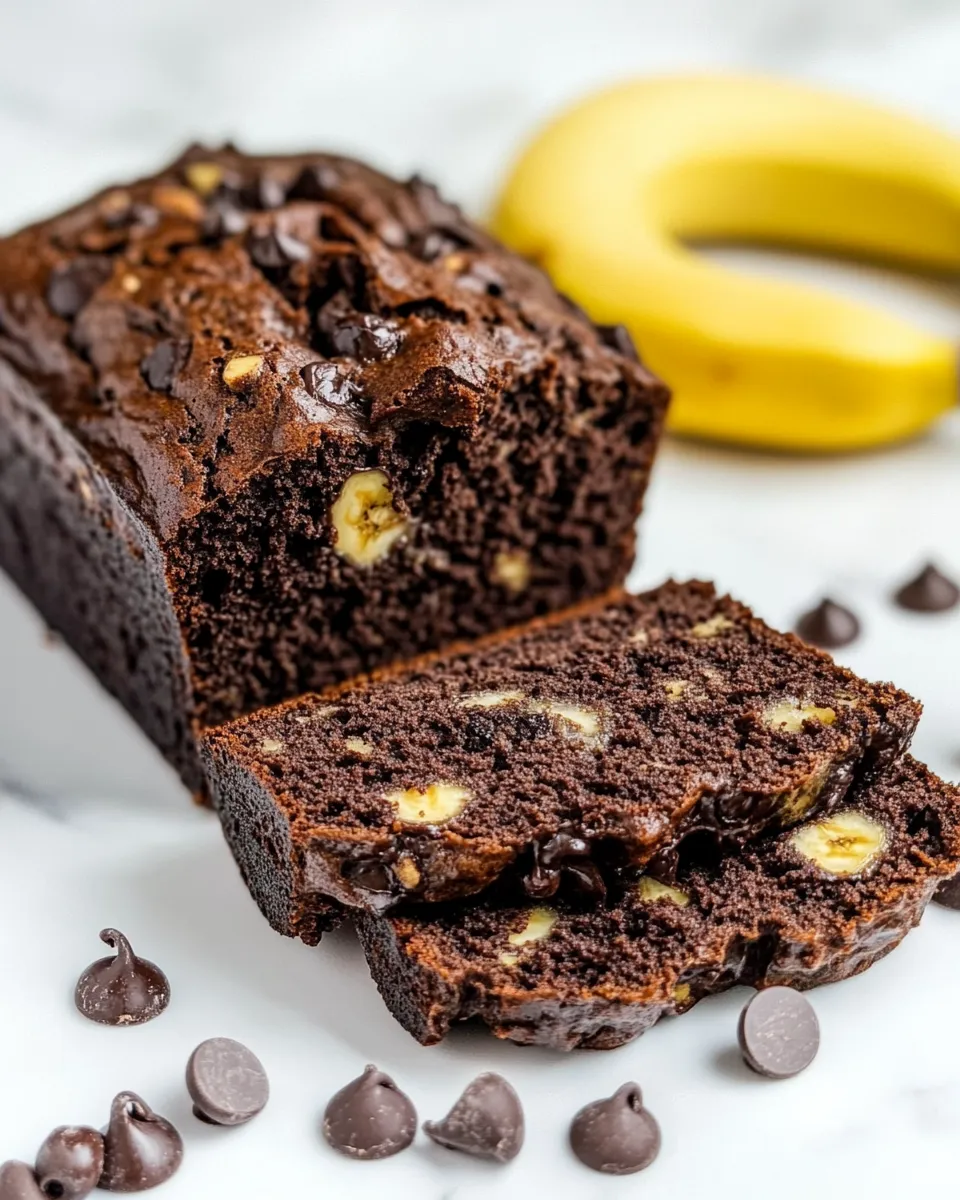 Delicious Healthier Chocolate Banana Bread shot