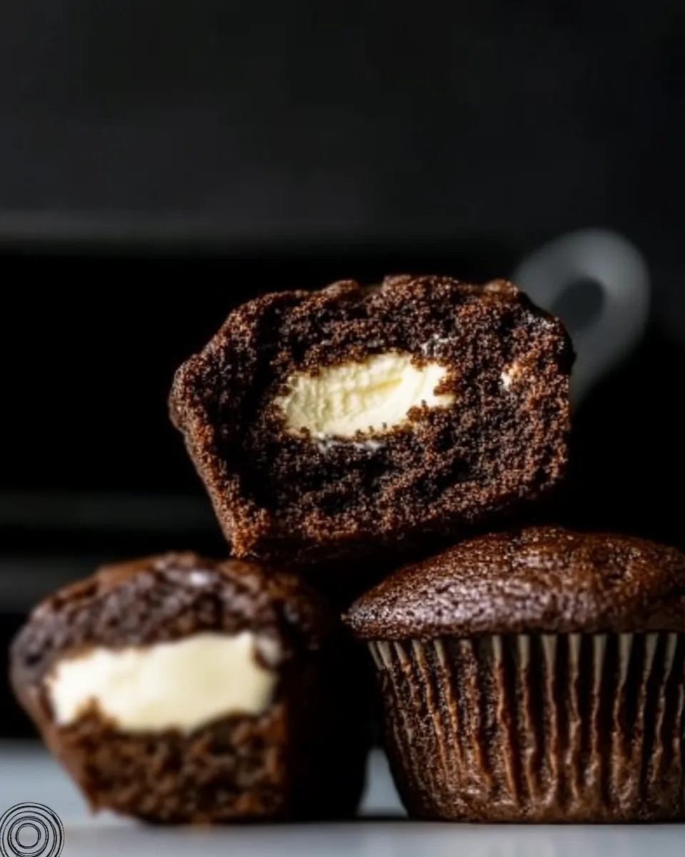 Homemade Healthy Double Chocolate Chip Muffins with Cream Cheese Filling photo