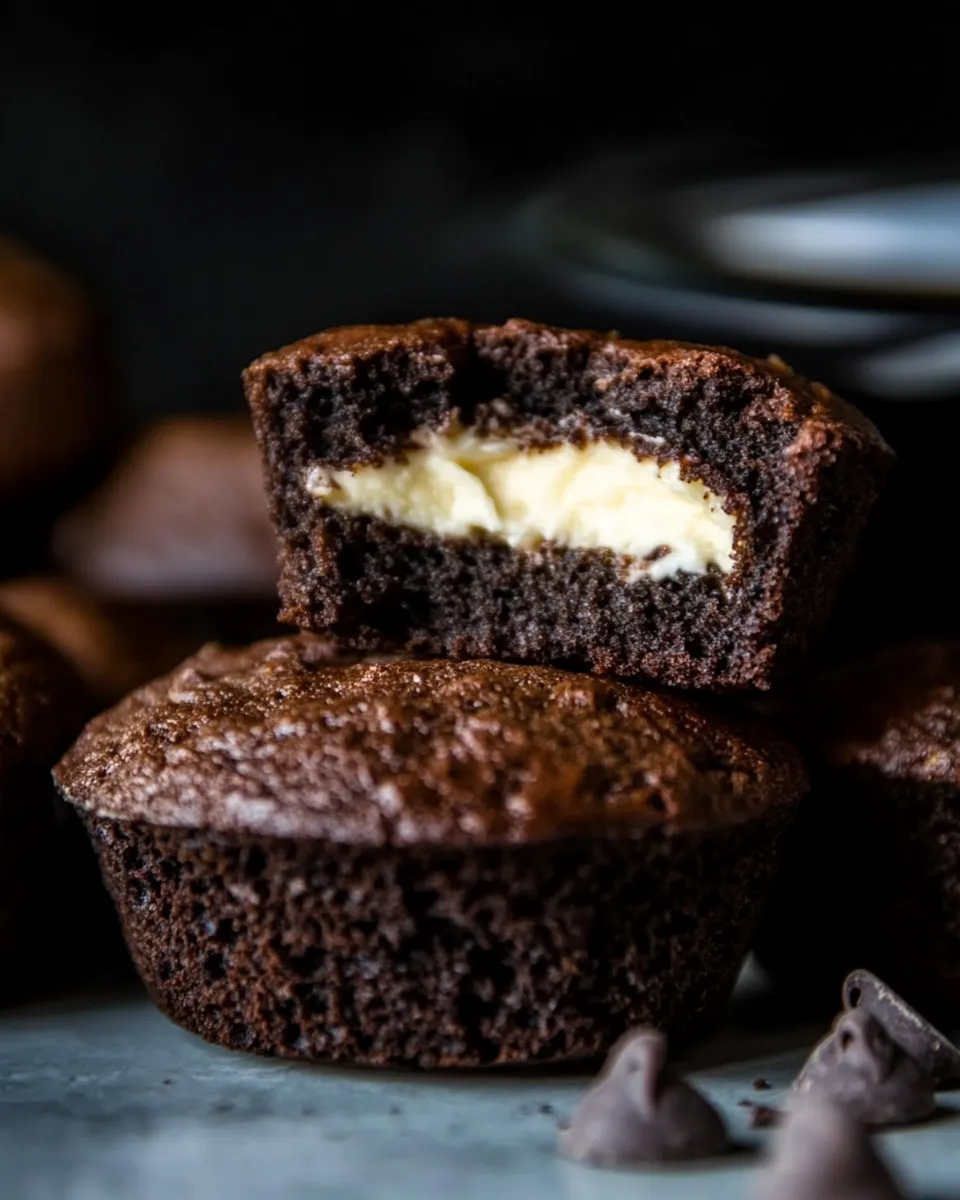 Delicious Healthy Double Chocolate Chip Muffins with Cream Cheese Filling recipe image