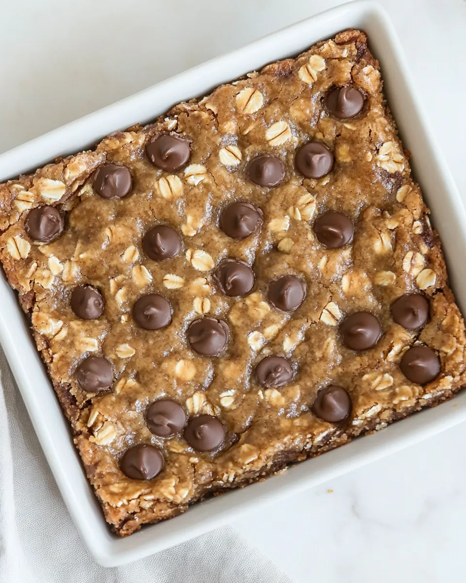 Easy Healthy Peanut Butter Oatmeal Cookie Bars shot