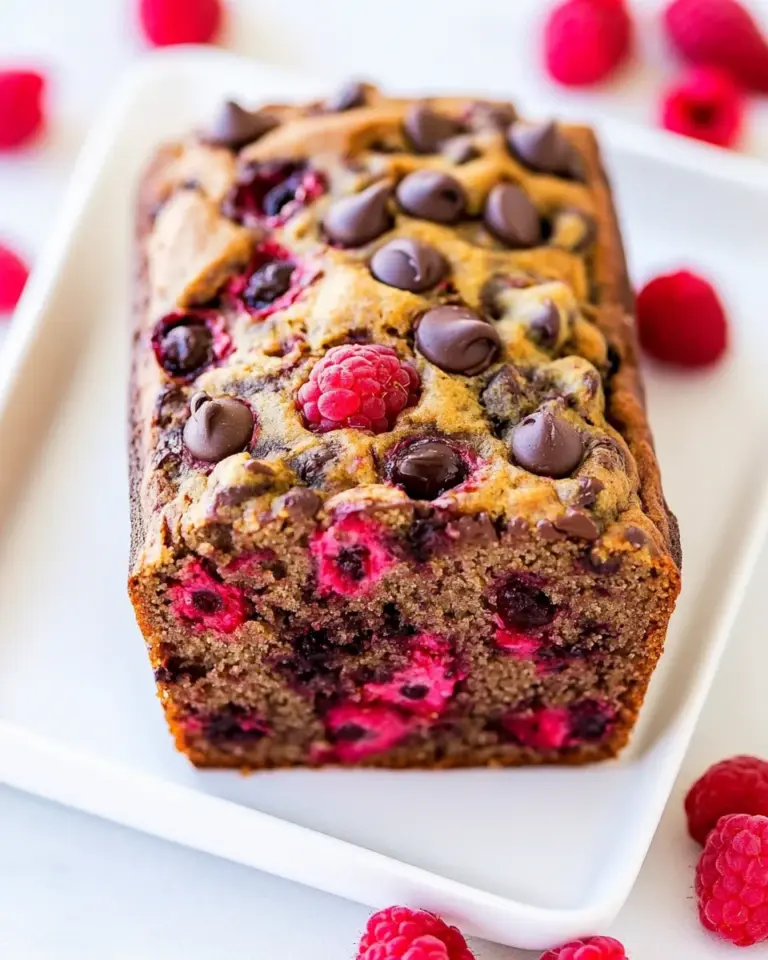 Homemade Healthy Raspberry Chocolate Chip Banana Bread photo