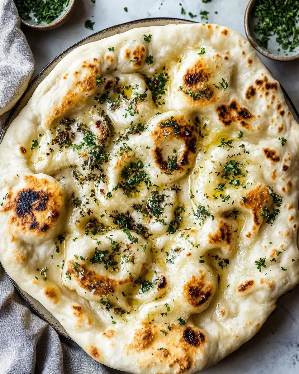 Simple Herbed Garlic Butter Naan. photo