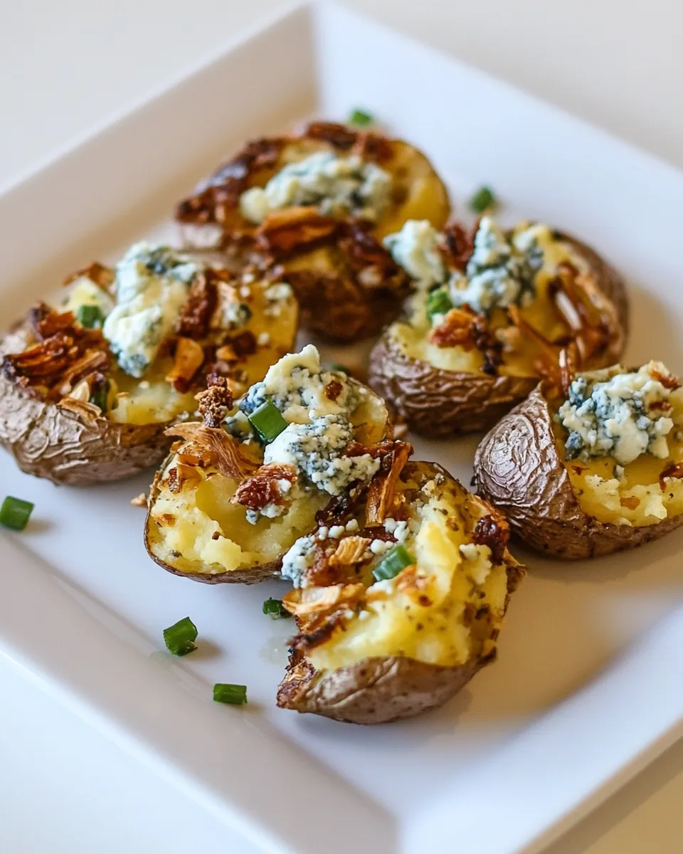 Homemade Herbed Smashed Potatoes with Blue Cheese photo
