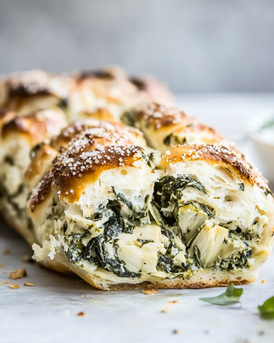 Simple Herbed Spinach and Artichoke Pull Apart Pretzel Bread. recipe photo