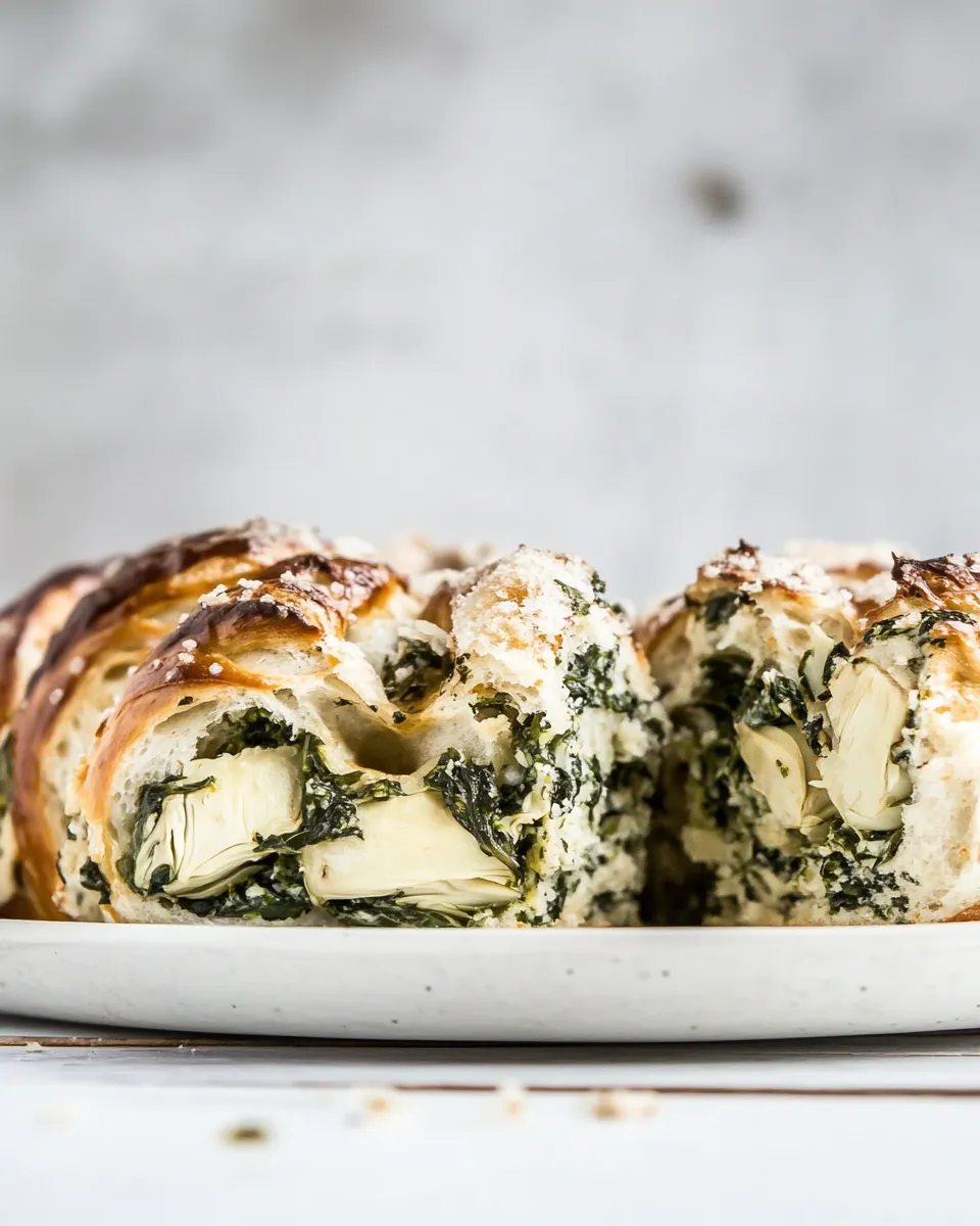 Easy Herbed Spinach and Artichoke Pull Apart Pretzel Bread. recipe photo
