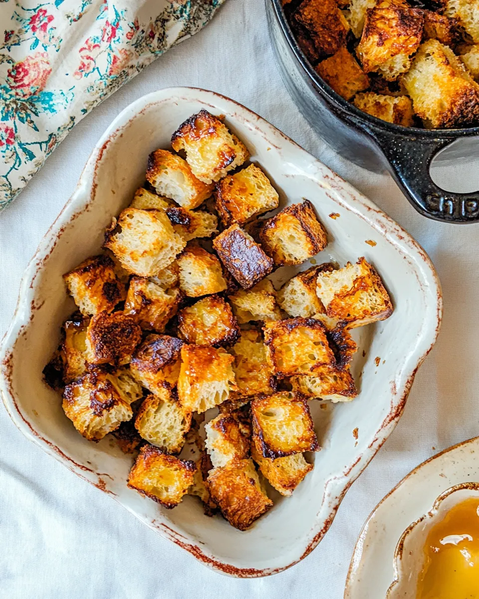 Easy Homemade Honey Butter Sourdough Croutons recipe photo