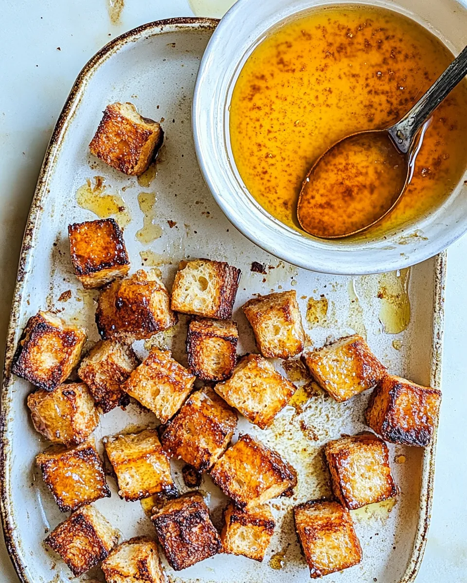 Delicious Homemade Honey Butter Sourdough Croutons dish photo